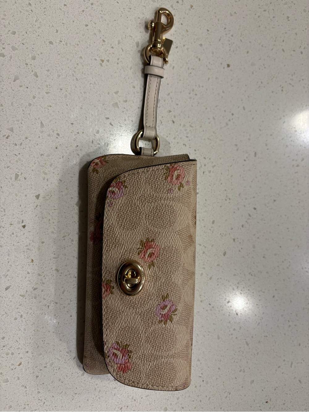 Coach Beige Floral Leather Sunglasses Case